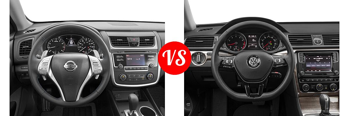 2017 Nissan Altima Sedan 2.5 SR / 3.5 SR vs. 2017 Volkswagen Passat Sedan 1.8T S / 1.8T SE / 1.8T SEL Premium / V6 SE w/Technology / V6 SEL Premium - Dashboard Comparison