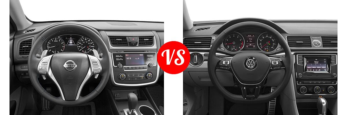 2017 Nissan Altima Sedan 2.5 SR / 3.5 SR vs. 2017 Volkswagen Passat Sedan R-Line w/Comfort Pkg - Dashboard Comparison