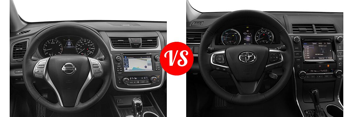 2017 Nissan Altima Sedan 2.5 SL / 3.5 SL vs. 2017 Toyota Camry Hybrid Sedan Hybrid LE / Hybrid SE / Hybrid XLE - Dashboard Comparison