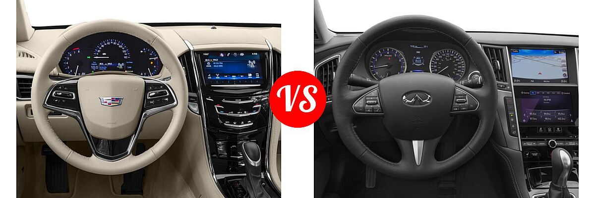 2017 Cadillac ATS Sedan AWD / Luxury AWD / Premium Luxury RWD / Premium Performance RWD / RWD vs. 2017 Infiniti Q50 Sedan 2.0t / 2.0t Premium / 3.0t Premium / 3.0t Signature Edition - Dashboard Comparison