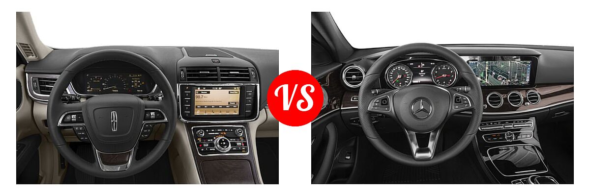 2019 Lincoln Continental Sedan Black Label / Premiere / Reserve / Select vs. 2018 Mercedes-Benz E-Class Sedan E 300 - Dashboard Comparison