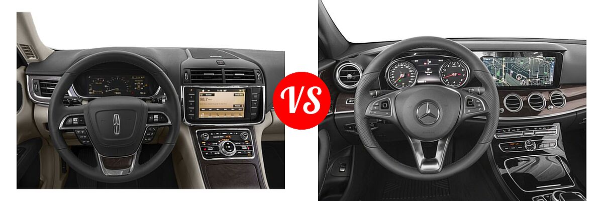 2019 Lincoln Continental Sedan Black Label / Premiere / Reserve / Select vs. 2018 Mercedes-Benz E-Class Sedan E 300 AMG Line / E 300 Sport - Dashboard Comparison
