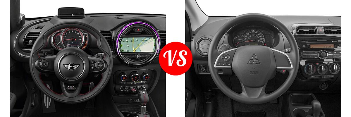 2017 MINI Clubman Hatchback John Cooper Works vs. 2017 Mitsubishi Mirage Hatchback ES / GT / SE - Dashboard Comparison