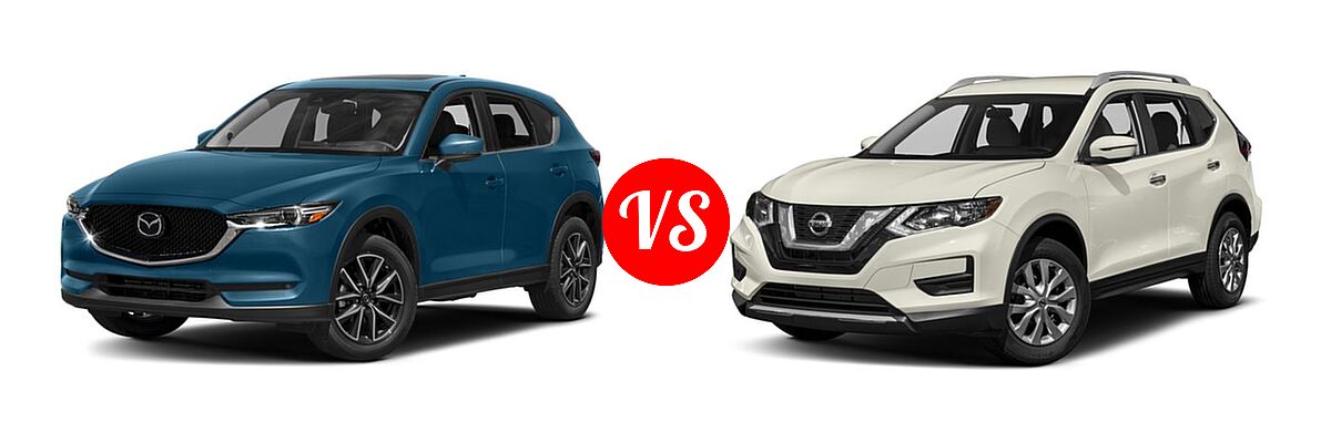 2017 Mazda CX-5 SUV Grand Select / Grand Touring vs. 2017 Nissan Rogue SUV S / SV - Front Left Comparison