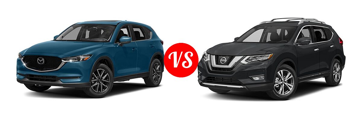 2017 Mazda CX-5 SUV Grand Select / Grand Touring vs. 2017 Nissan Rogue SUV SL - Front Left Comparison