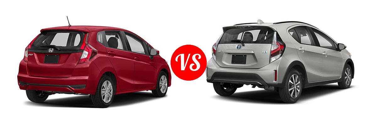 2018 Honda Fit Hatchback LX vs. 2018 Toyota Prius c Hatchback Four / One / Three / Two - Rear Right Comparison