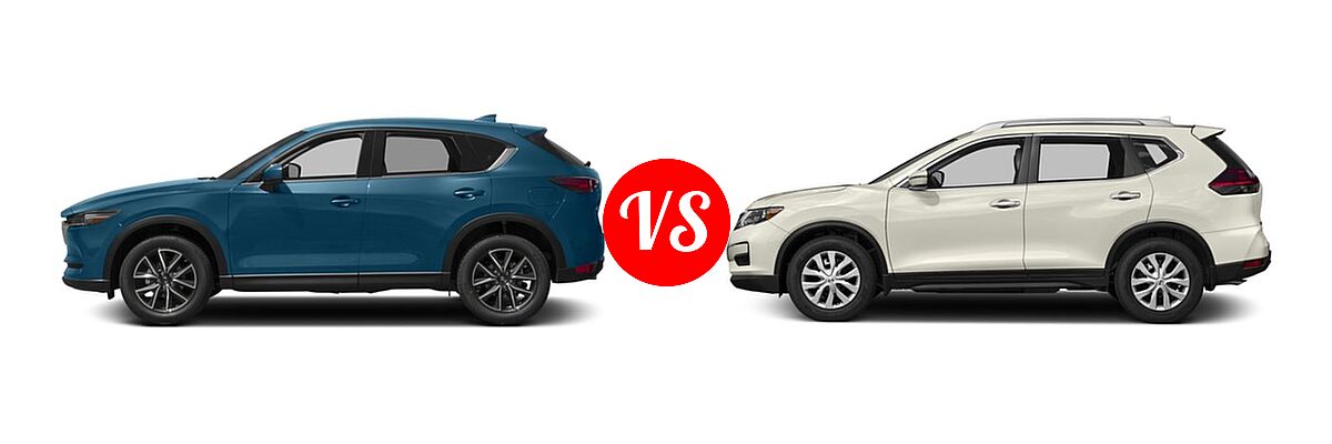 2017 Mazda CX-5 SUV Grand Select / Grand Touring vs. 2017 Nissan Rogue SUV S / SV - Side Comparison