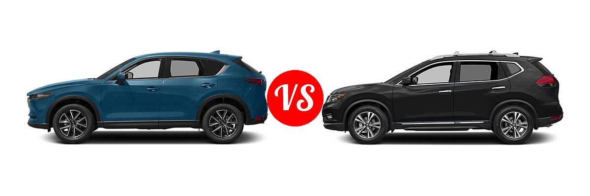 2017 Mazda CX-5 SUV Grand Select / Grand Touring vs. 2017 Nissan Rogue SUV SL - Side Comparison