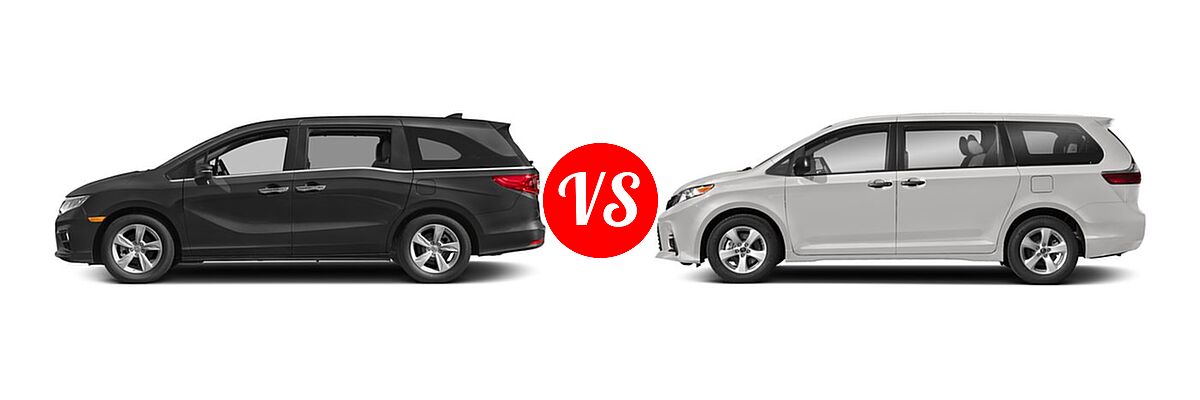 2018 Honda Odyssey Minivan EX vs. 2018 Toyota Sienna Minivan XLE - Side Comparison