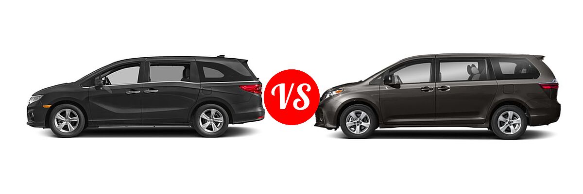 2018 Honda Odyssey Minivan EX vs. 2018 Toyota Sienna Minivan L / LE / LE Auto Access Seat / Limited / Limited Premium / SE / SE Premium / XLE / XLE Auto Access Seat / XLE Premium - Side Comparison
