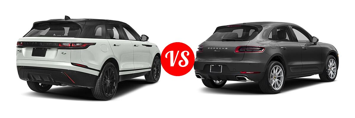 2018 Land Rover Range Rover Velar SUV First Edition / R-Dynamic HSE / R-Dynamic SE / S vs. 2018 Porsche Macan SUV AWD - Rear Right Comparison