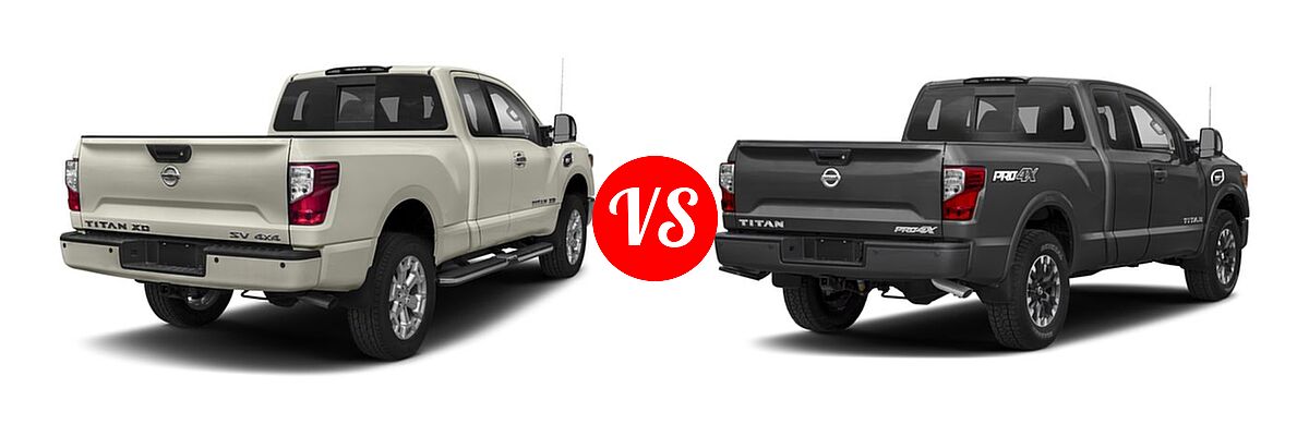 2017 Nissan Titan XD Pickup Diesel PRO-4X / S / SV vs. 2017 Nissan Titan Pickup PRO-4X - Rear Right Comparison