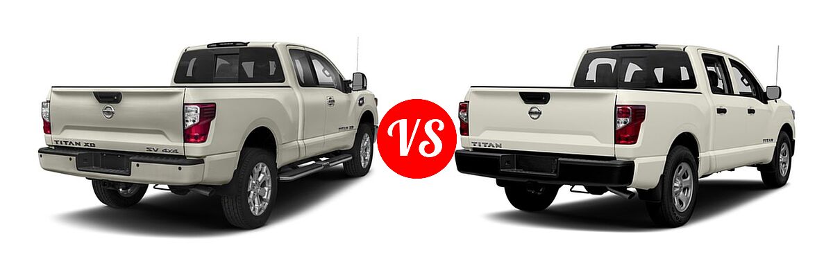 2017 Nissan Titan XD Pickup Diesel PRO-4X / S / SV vs. 2017 Nissan Titan Pickup S - Rear Right Comparison