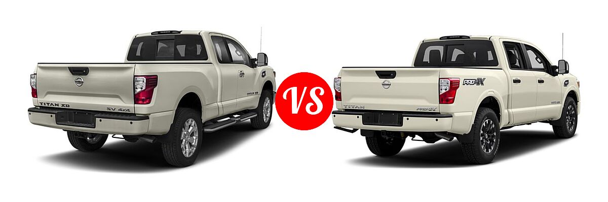 2017 Nissan Titan XD Pickup Diesel PRO-4X / S / SV vs. 2017 Nissan Titan Pickup PRO-4X - Rear Right Comparison