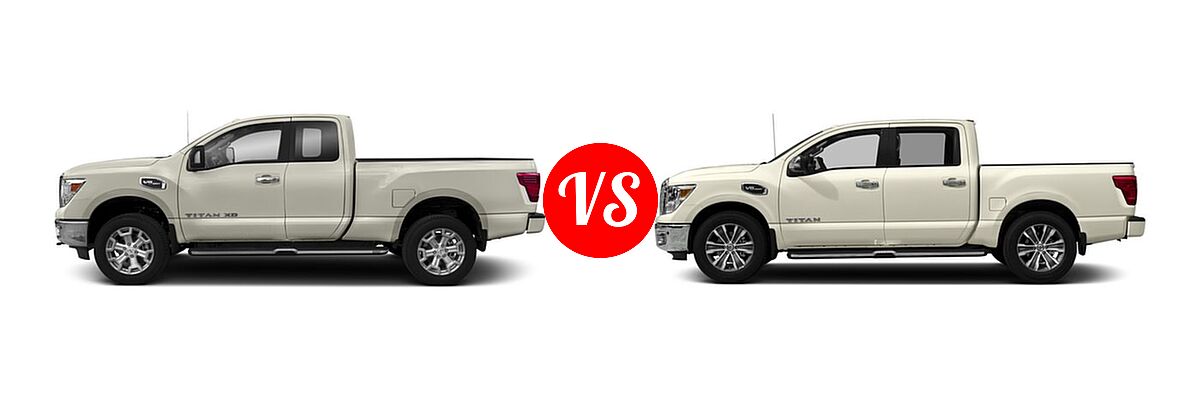 2017 Nissan Titan XD Pickup Diesel PRO-4X / S / SV vs. 2017 Nissan Titan Pickup SL - Side Comparison