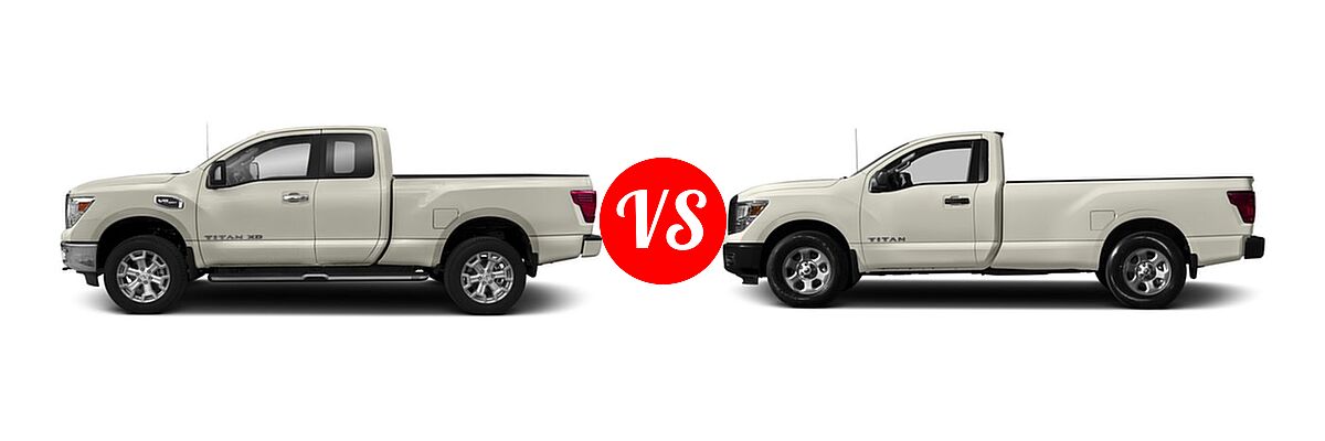 2017 Nissan Titan XD Pickup Diesel PRO-4X / S / SV vs. 2017 Nissan Titan Pickup S / SV - Side Comparison