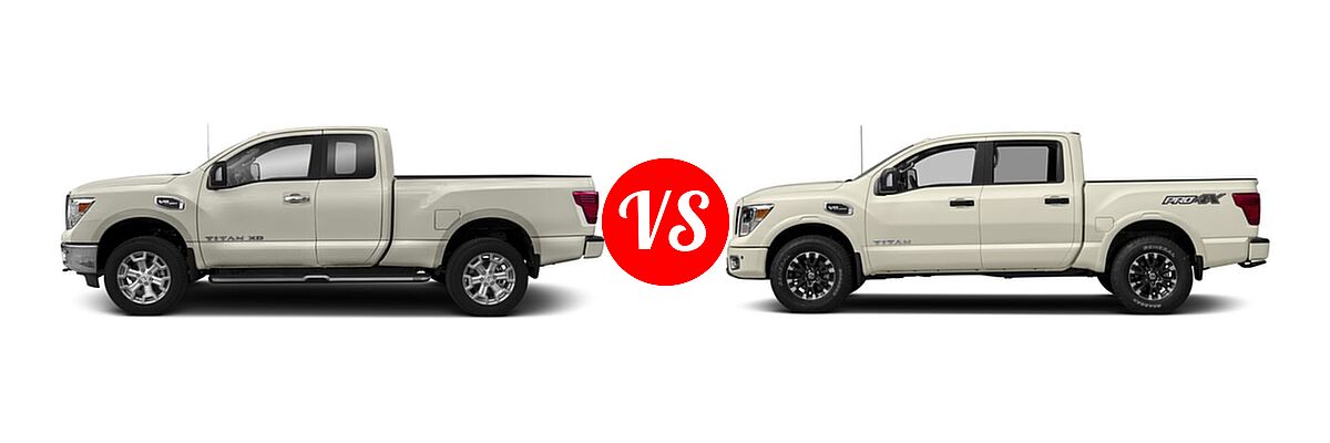 2017 Nissan Titan XD Pickup Diesel PRO-4X / S / SV vs. 2017 Nissan Titan Pickup PRO-4X - Side Comparison