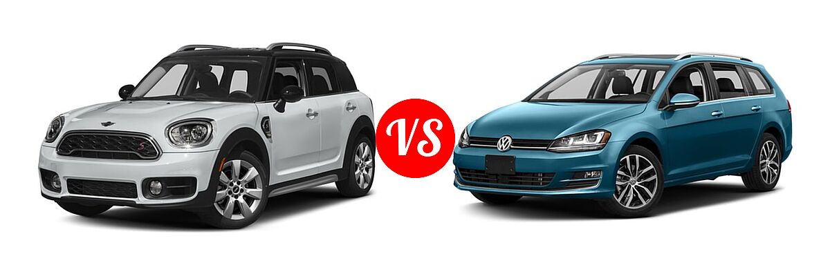 2017 MINI Countryman Wagon Cooper S vs. 2017 Volkswagen Golf SportWagen Wagon S / SE / SEL - Front Left Comparison