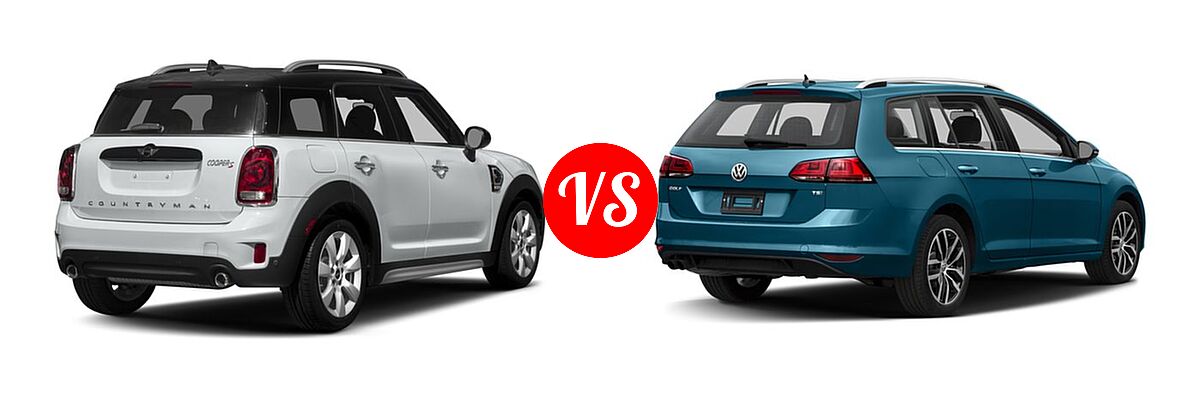 2017 MINI Countryman Wagon Cooper S vs. 2017 Volkswagen Golf SportWagen Wagon S / SE / SEL - Rear Right Comparison