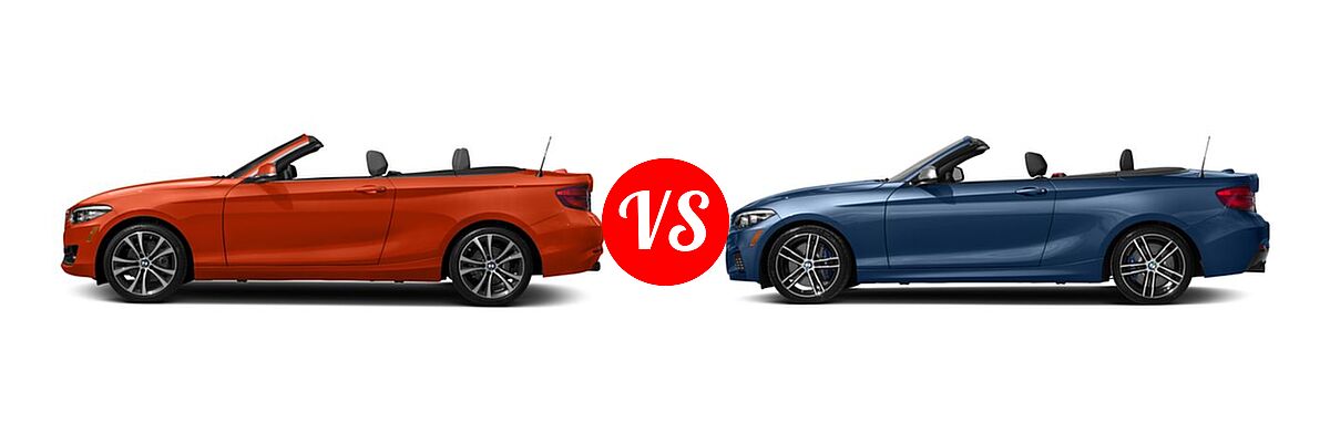 2018 BMW 2 Series Convertible 230i / 230i xDrive vs. 2018 BMW 2 Series M240i Convertible M240i - Side Comparison