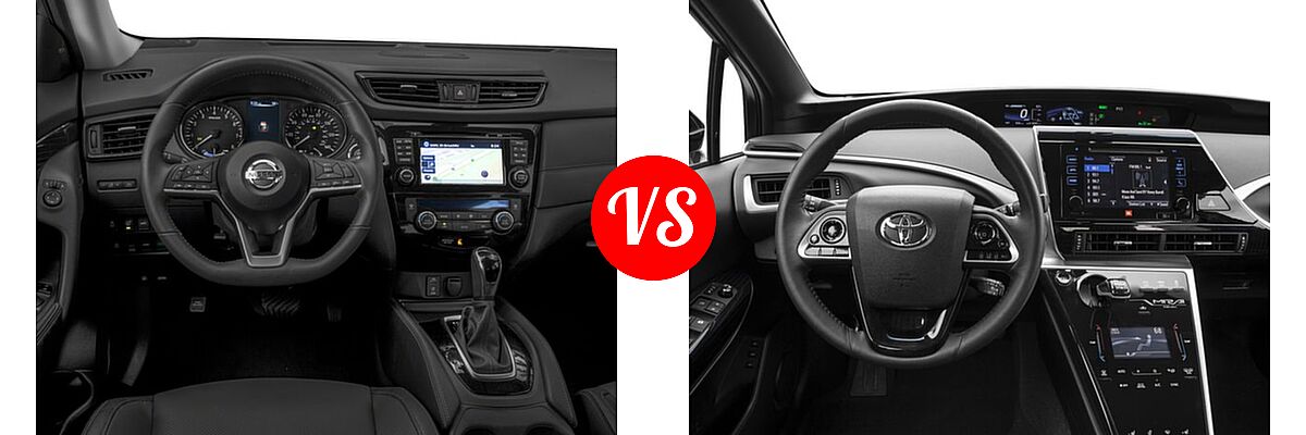 2017 Nissan Rogue SUV Hybrid SL Hybrid / SV Hybrid vs. 2017 Toyota Mirai Sedan Sedan - Dashboard Comparison