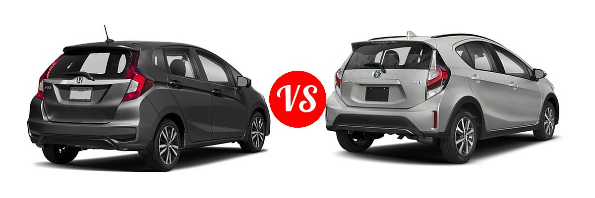 2018 Honda Fit Hatchback EX vs. 2018 Toyota Prius c Hatchback Four / One / Three / Two - Rear Right Comparison