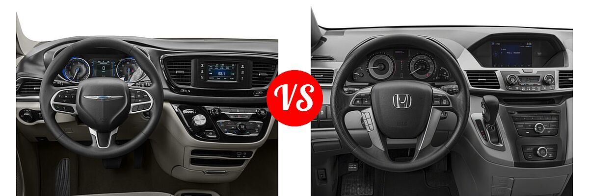 2017 Chrysler Pacifica Minivan LX / Touring vs. 2017 Honda Odyssey Minivan LX - Dashboard Comparison