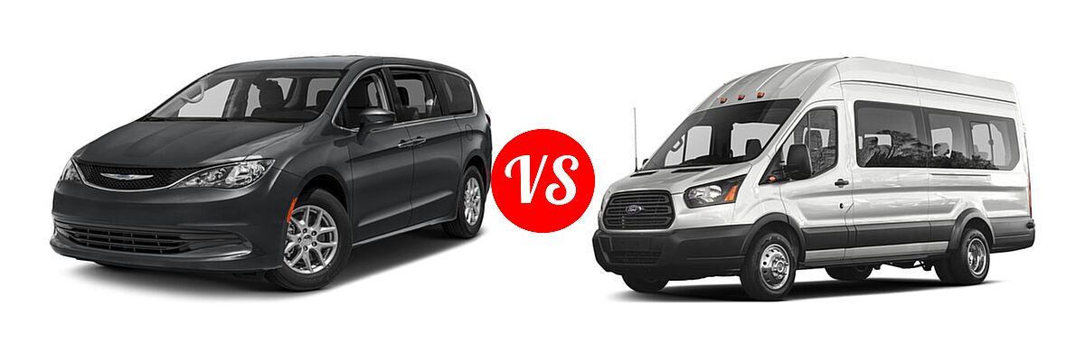 2017 Chrysler Pacifica Minivan LX / Touring vs. 2017 Ford Transit Wagon Van XL / XLT - Front Left Comparison