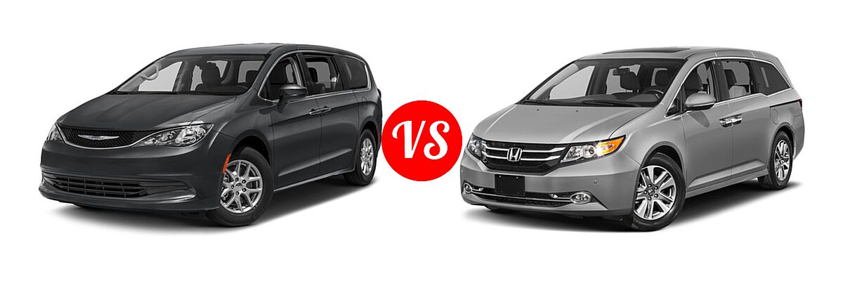 2017 Chrysler Pacifica Minivan LX / Touring vs. 2017 Honda Odyssey Minivan Touring Elite - Front Left Comparison