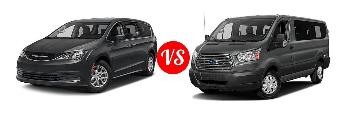 2017 Chrysler Pacifica Minivan LX / Touring vs. 2017 Ford Transit Wagon Van XL / XLT - Front Left Comparison
