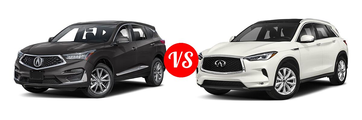 2019 Acura RDX SUV w/Technology Pkg vs. 2019 Infiniti QX50 SUV ESSENTIAL / LUXE / PURE - Front Left Comparison