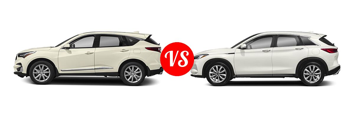 2019 Acura RDX SUV AWD / FWD vs. 2019 Infiniti QX50 SUV ESSENTIAL / LUXE / PURE - Side Comparison