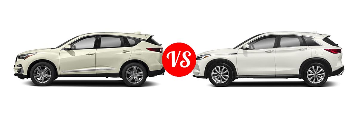 2019 Acura RDX SUV w/Advance Pkg vs. 2019 Infiniti QX50 SUV ESSENTIAL / LUXE / PURE - Side Comparison