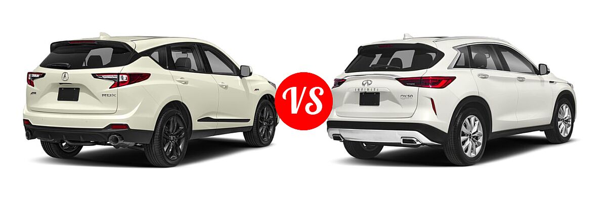 2019 Acura RDX SUV w/A-Spec Pkg vs. 2019 Infiniti QX50 SUV ESSENTIAL / LUXE / PURE - Rear Right Comparison