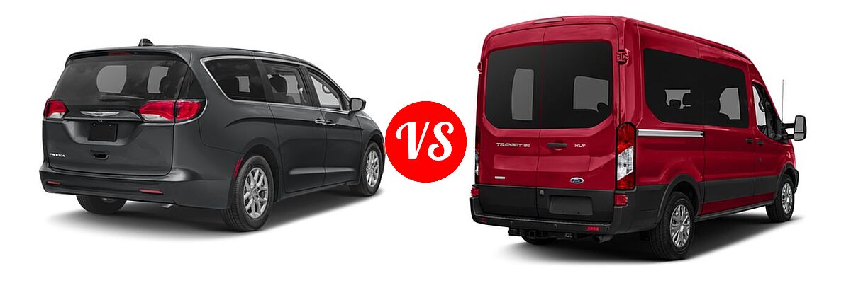 2017 Chrysler Pacifica Minivan LX / Touring vs. 2017 Ford Transit Wagon Van XL / XLT - Rear Right Comparison