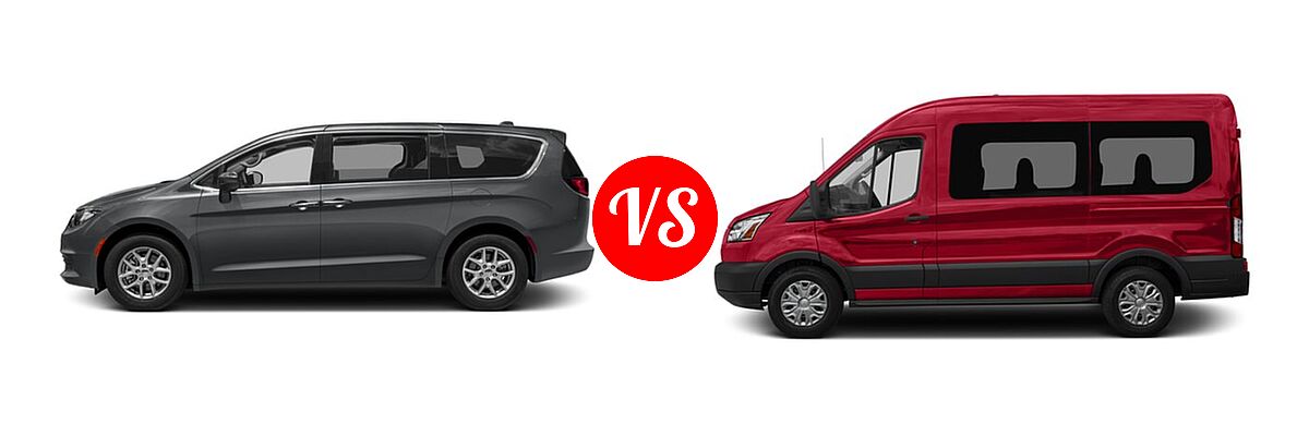 2017 Chrysler Pacifica Minivan LX / Touring vs. 2017 Ford Transit Wagon Van XL / XLT - Side Comparison