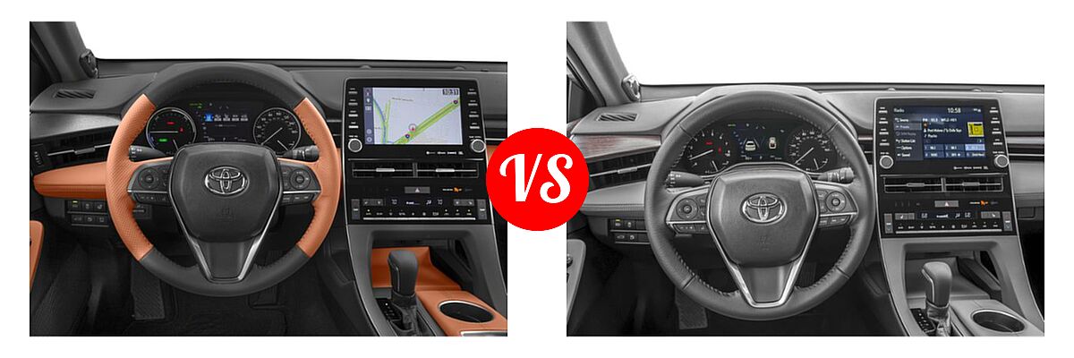 2019 Toyota Avalon Hybrid Sedan Hybrid Hybrid Limited / Hybrid XLE / Hybrid XSE vs. 2019 Toyota Avalon Sedan Limited / XLE - Dashboard Comparison