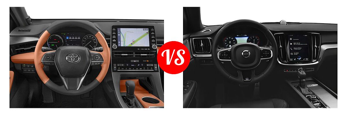 2019 Toyota Avalon Hybrid Sedan Hybrid Hybrid Limited / Hybrid XLE / Hybrid XSE vs. 2019 Volvo S60 Sedan Inscription / Momentum / R-Design - Dashboard Comparison