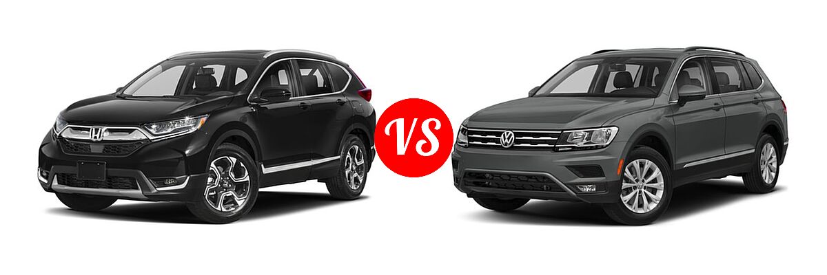 2018 Honda CR-V SUV Touring vs. 2018 Volkswagen Tiguan SUV S / SE / SEL / SEL Premium - Front Left Comparison