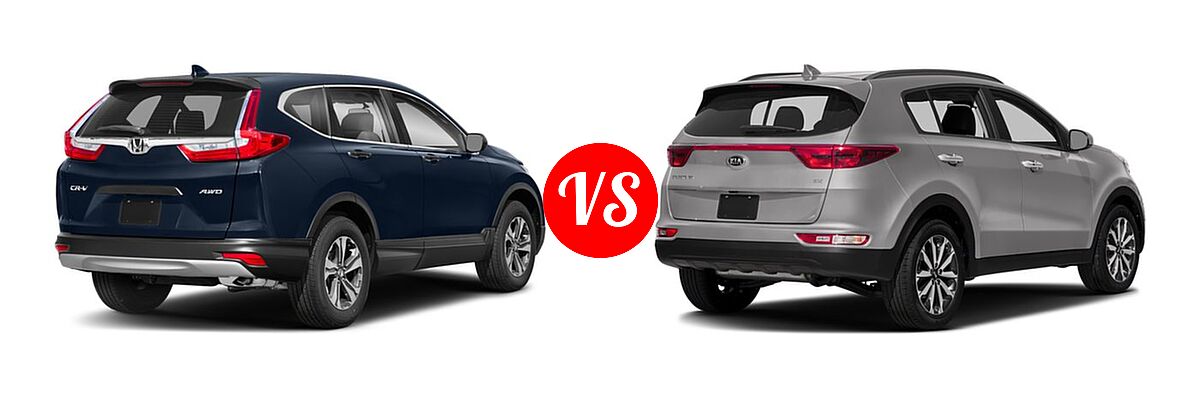 2018 Honda CR-V SUV LX vs. 2018 Kia Sportage SUV EX - Rear Right Comparison