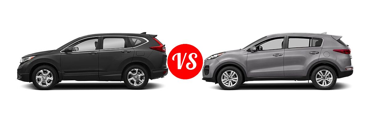2018 Honda CR-V SUV EX vs. 2018 Kia Sportage SUV LX - Side Comparison