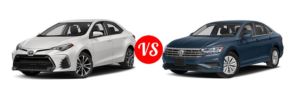 2019 Toyota Corolla Sedan L / LE / LE Eco / LE Eco w/Premium Package / XLE vs. 2019 Volkswagen Jetta Sedan R-Line / S / SE - Front Left Comparison