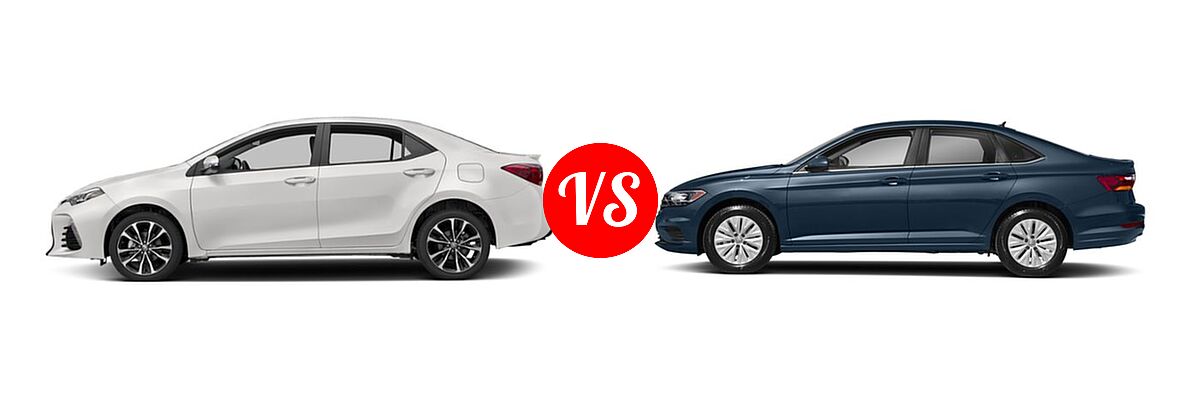 2019 Toyota Corolla Sedan L / LE / LE Eco / LE Eco w/Premium Package / XLE vs. 2019 Volkswagen Jetta Sedan R-Line / S / SE - Side Comparison