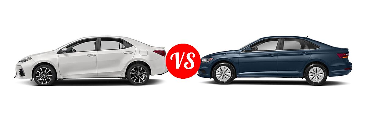 2019 Toyota Corolla Sedan L / LE / LE Eco / LE Eco w/Premium Package / XLE vs. 2019 Volkswagen Jetta Sedan SEL Premium - Side Comparison