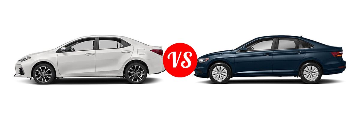 2019 Toyota Corolla Sedan L / LE / LE Eco / LE Eco w/Premium Package / XLE vs. 2019 Volkswagen Jetta Sedan SEL - Side Comparison