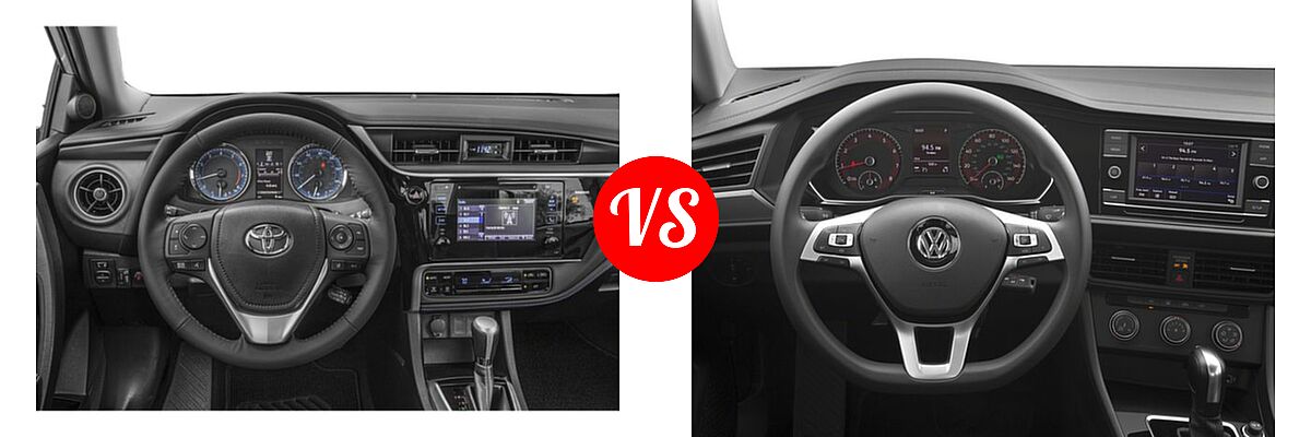 2019 Toyota Corolla Sedan L / LE / LE Eco / LE Eco w/Premium Package / XLE vs. 2019 Volkswagen Jetta Sedan R-Line / S / SE - Dashboard Comparison
