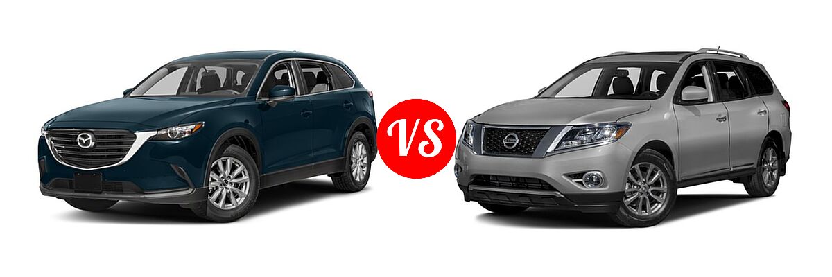 2016 Mazda CX-9 SUV Sport vs. 2016 Nissan Pathfinder SUV Platinum / SL - Front Left Comparison
