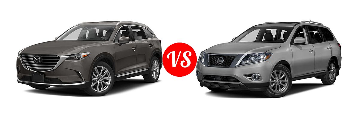 2016 Mazda CX-9 SUV Grand Touring vs. 2016 Nissan Pathfinder SUV Platinum / SL - Front Left Comparison