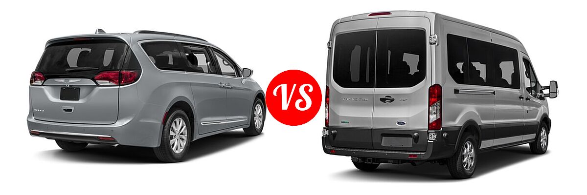 2017 Chrysler Pacifica Minivan Limited / Touring Plus / Touring-L / Touring-L Plus vs. 2017 Ford Transit Wagon Van XL / XLT - Rear Right Comparison