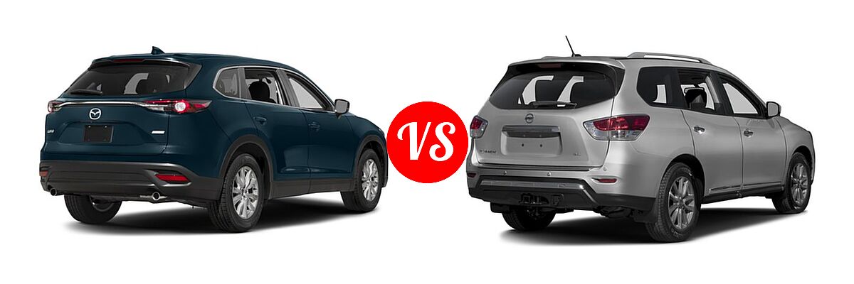 2016 Mazda CX-9 SUV Sport vs. 2016 Nissan Pathfinder SUV Platinum / SL - Rear Right Comparison